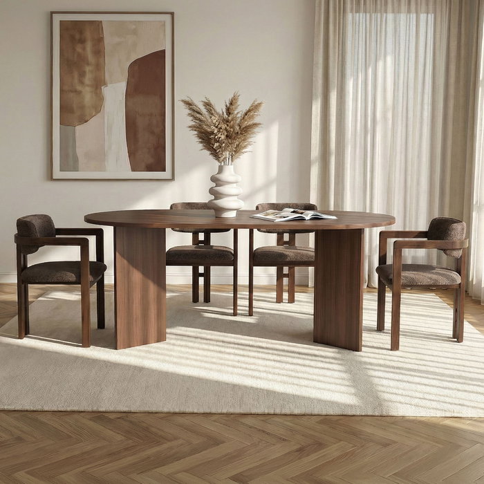 Nordure Meridia 4 - Juego de mesa y sillas de 5 piezas Milano Walnut, Nogal Oscuro y Marrón